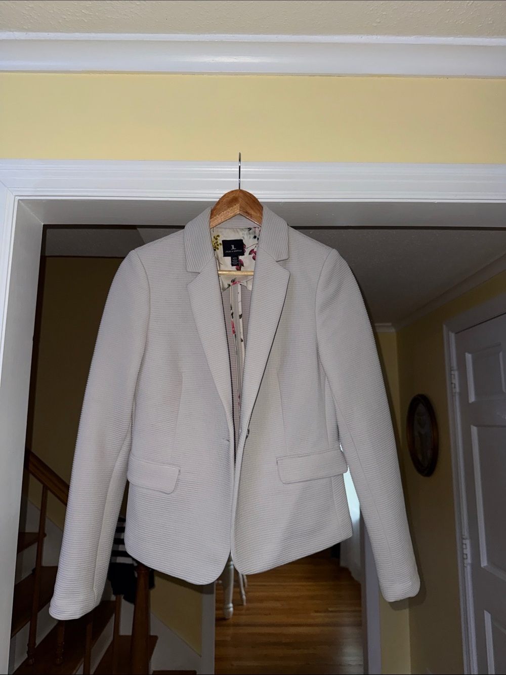 Jules & Leopold Grey Ribbed Notch-Lapel Blazer